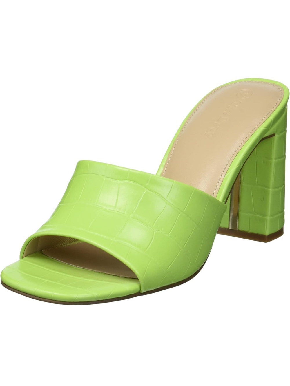 THE DROP Lime Green Open-Toe Block Heel Mule